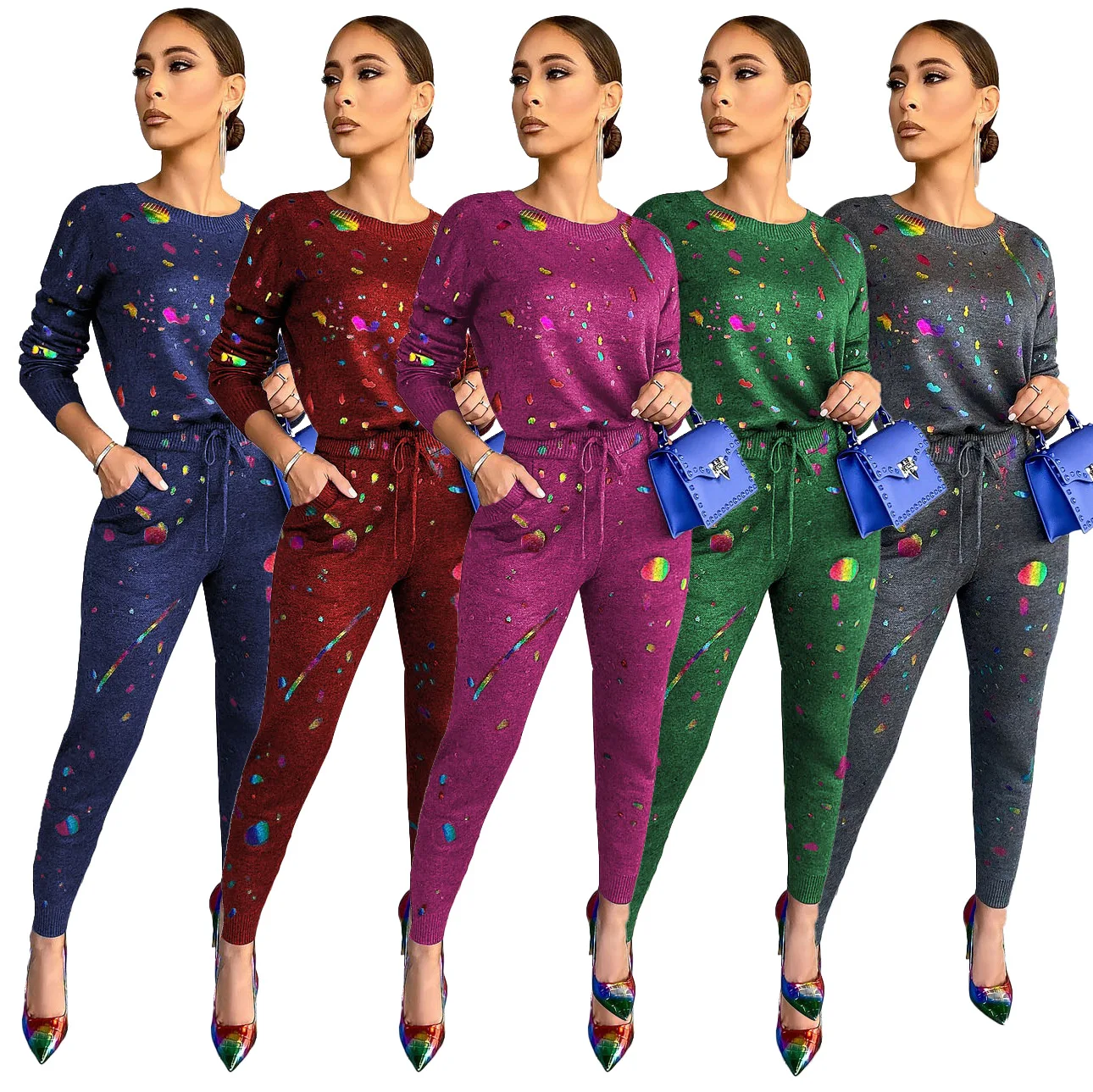 

Hot-selling casual fashion digital printing two-piece set