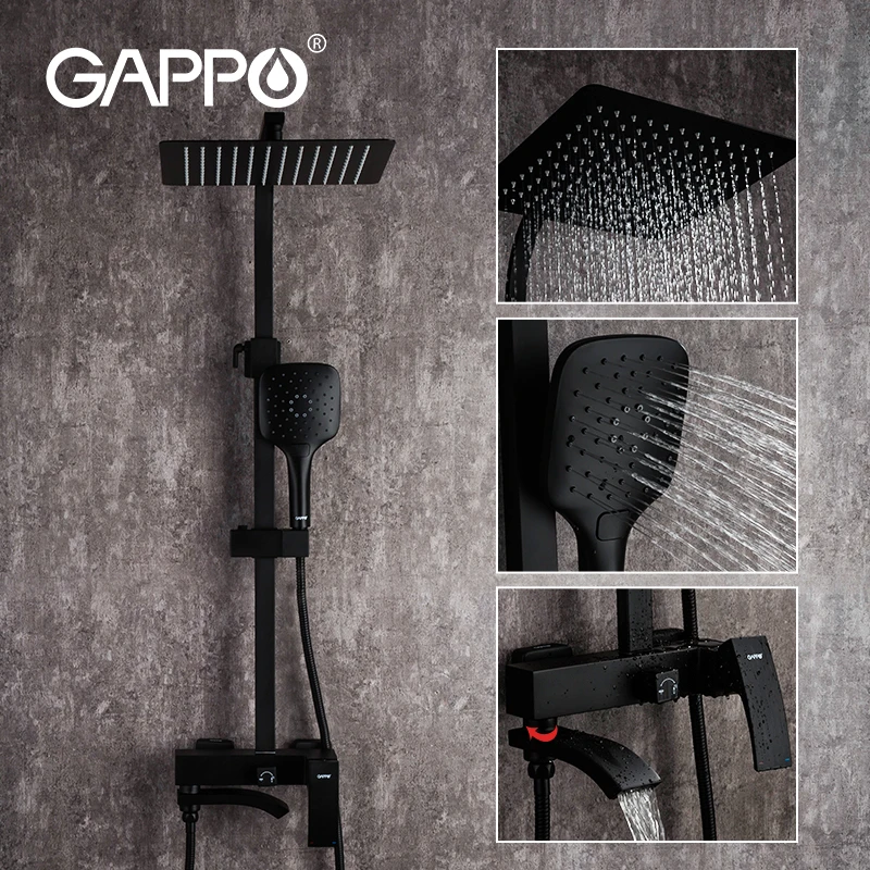 

GAPPO black Shower faucet Brass bathroom faucets hot and cold water mixer Bathtub waterfall shower system faucet mixer