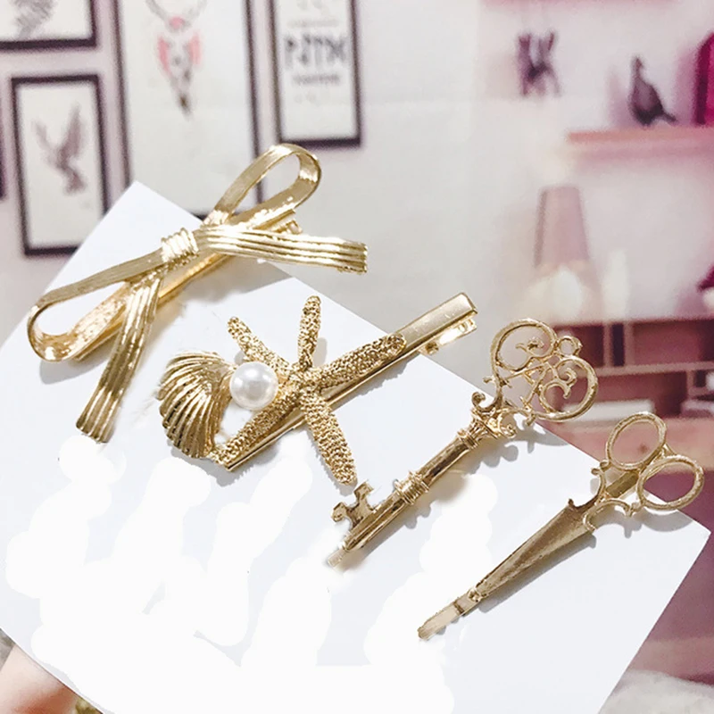 Ретро-Заколки для женщин заколки волос ножницы металлический зажим конского