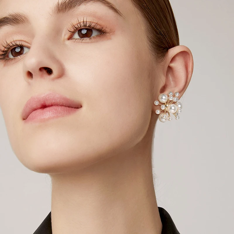 Yhpup модная подвеска с искусственным жемчугом серьги гвоздики геометрическим