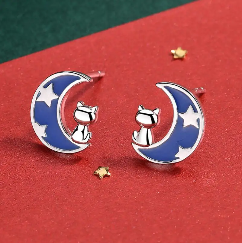 Милые корейские серьги в виде животных милые котенка легкие ювелирные изделия |