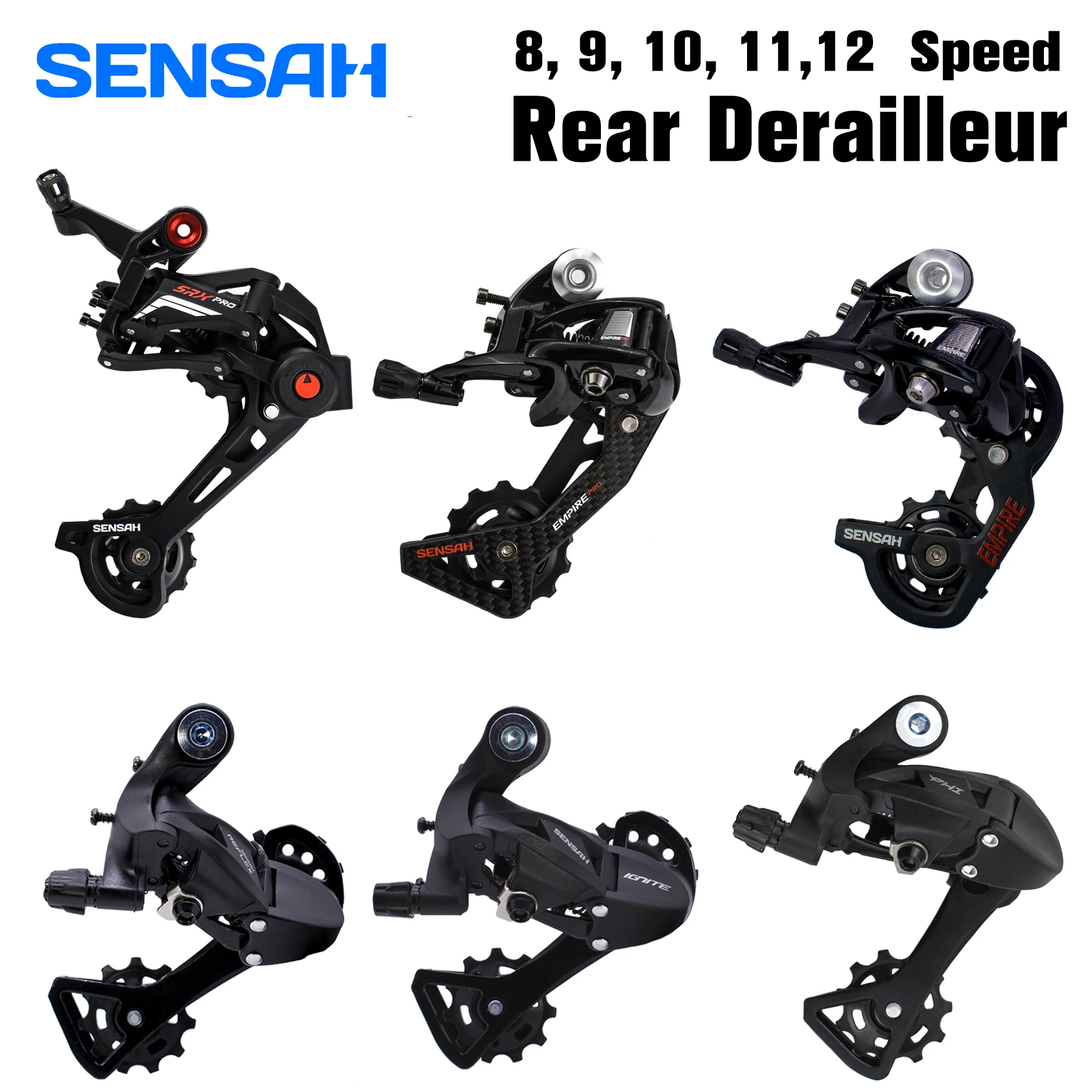 SENSAH дорожный велосипед задний переключатель углерода 2x8 9 10 / 11 12 Скорость Derailleu