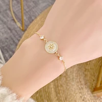 ins hot sale high quality luxury flower pattern bracelet for women adjustable aaa zircon simple brasselet female pendant jewelry