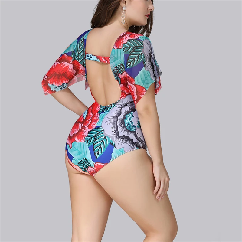 Купальный костюм большого размера 2020 комплект бикини с цветочным принтом