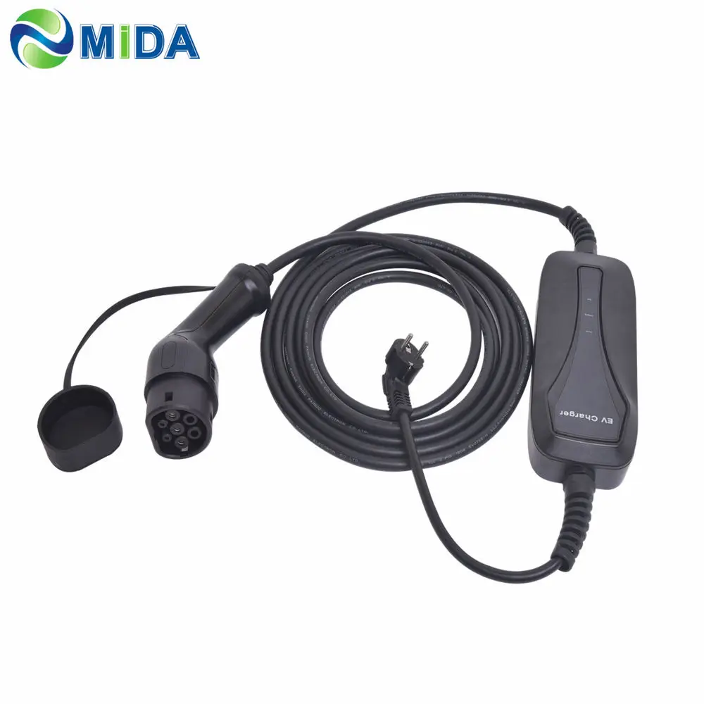 Кабель зарядного устройства уровня 2 для электромобилей 16 А 5 м тип разъем ЕС