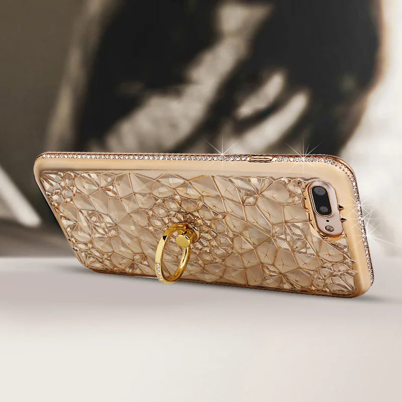 

Rhinestone 3D Diamond Case For Xiaomi Redmi note 7 A1 A2 5X 6X 4 5 6 6A Lite Glitter Flower Transparent Plating Holder Cover