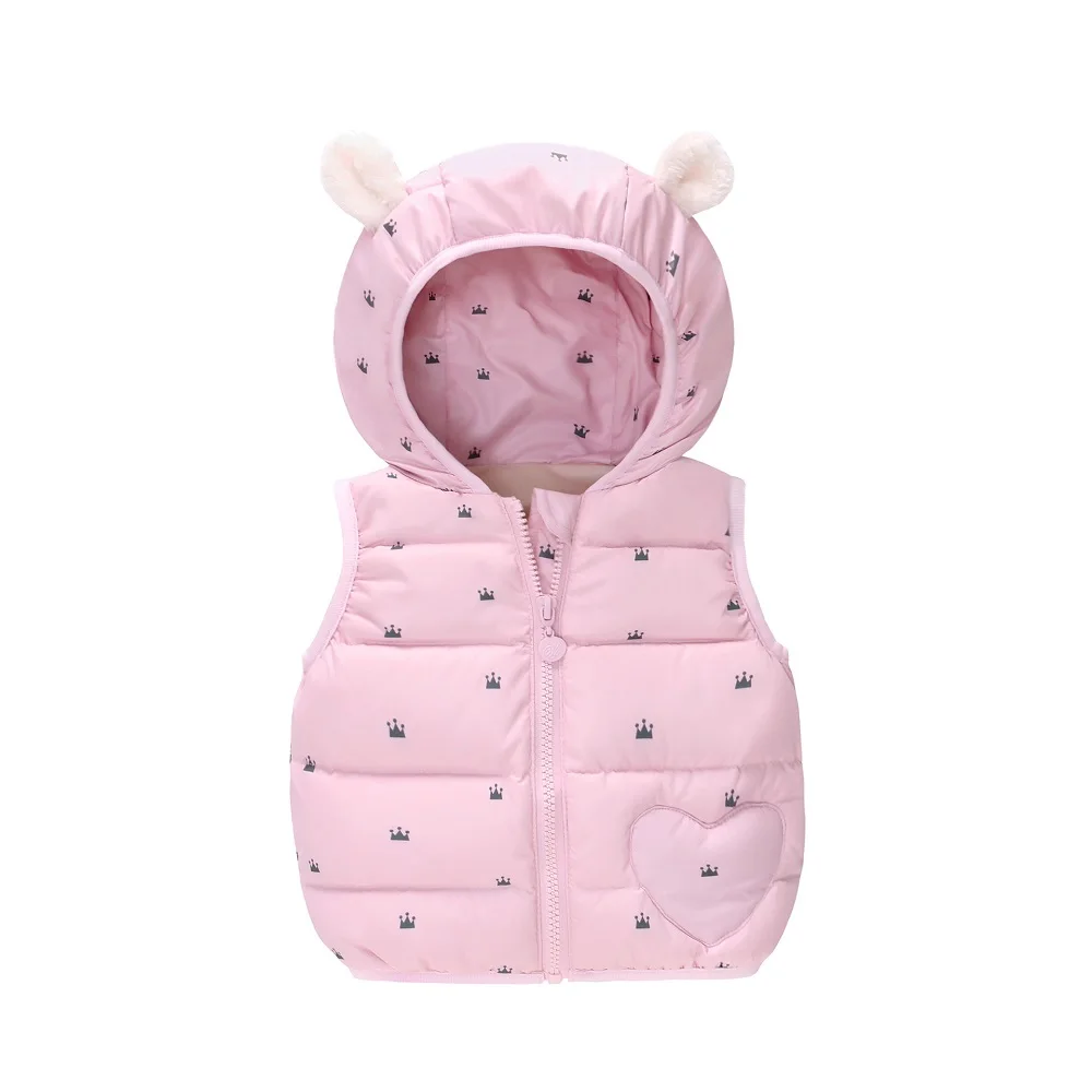 Детская пуховая куртка Vlinder зимняя с капюшоном и принтом в виде РОЗОВОГО СЕРДЦА