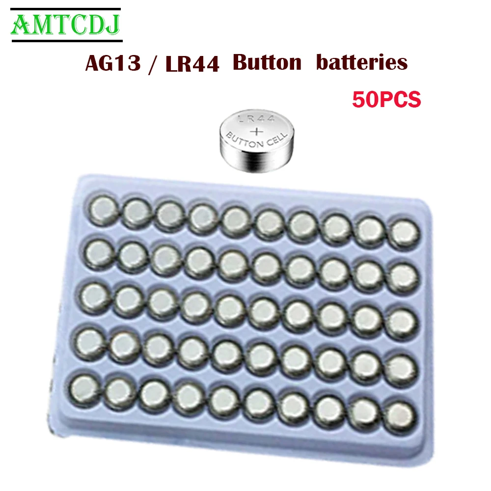 

AG13 50Pcs Best Seller 1.55V Cell Coin Watches Battery L1154 357 LR44 SR44 120mAh Alkaline Button Batteries Suitable For Watch