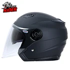 Шлем мотоциклетный с открытым лицом, винтажный, с двойными линзами, черный