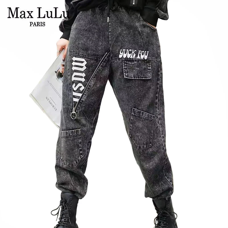 

Max LuLu 2021 Black Casual Loose Jeans Womens Zipper Autumn Denim Harem Pants Female Vintage Punk Trousers Harajuku Pantalons