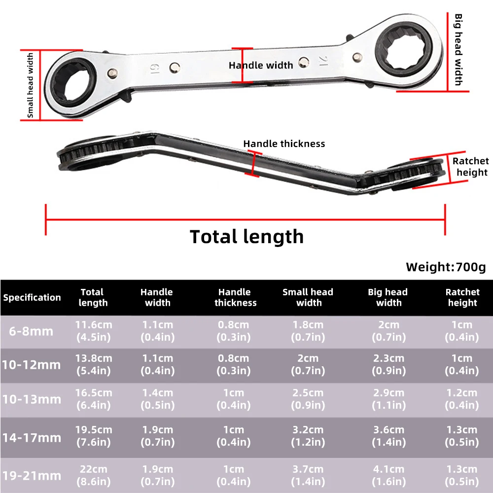 

5PCS Adjustable Double Set Ratchet Spanner Fine Tooth Gear Ring Torque Socket Set Nut Tools Home For Repair Hand Tools