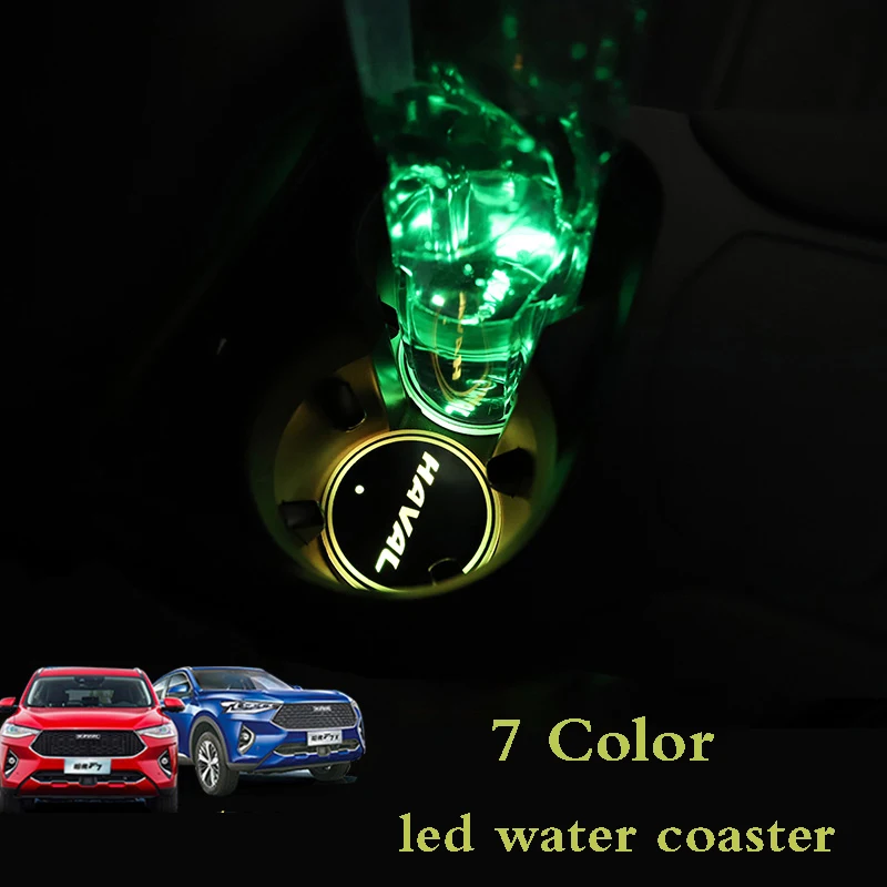 

7 Color Car Led Water Cup Luminous Coaster Mat For Great Wall Haval Hover H1 H2 H6 H7 H4 H9 F5 F7 F7X F9 H2S Car Accessories