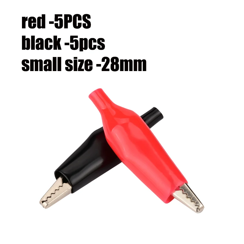 10pcs-28mm-mix color 28 мм металлический зажим типа крокодил G98 Электрический зажим типа крокодил 35 мм 45 мм Зонд Пробник красный и черный ремень пластиковый стартер автомобильный аккумулятор - Цвет: 10pcs-28mm-mix color