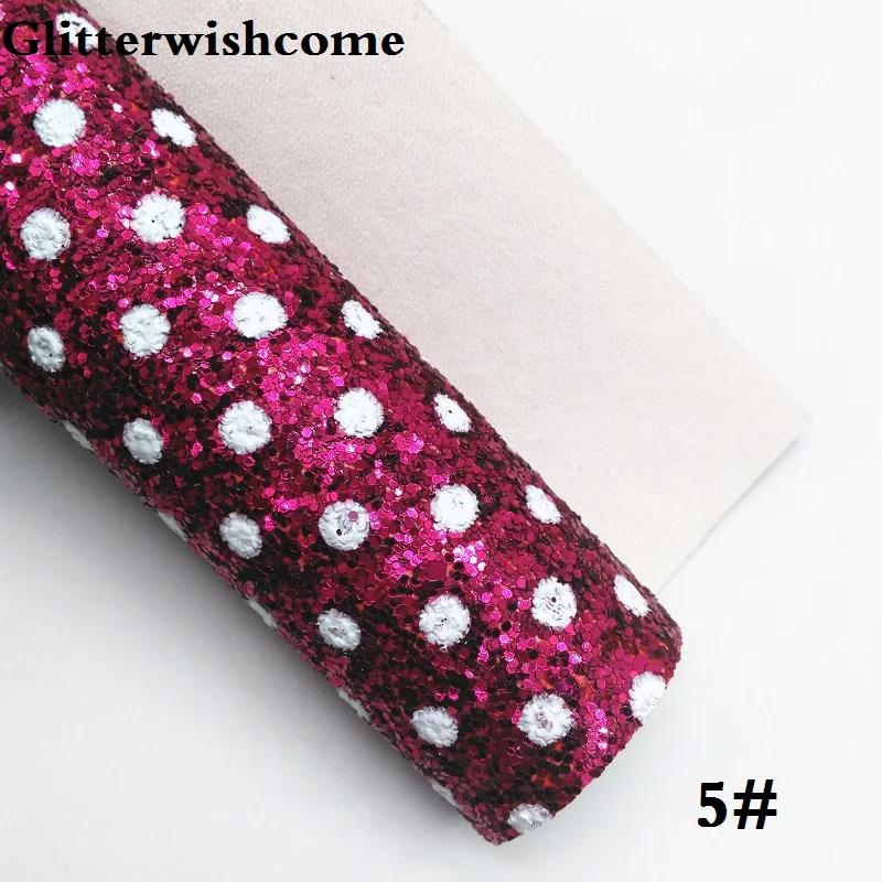 5 Glitterwishcome 21X29 см A4 размер винил для бантов Печатный горошек массивный блеск кожа ткань винил для бантов, GM192A - Цвет: 5