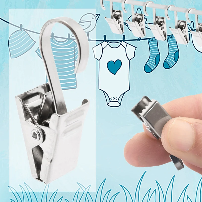 

20/10/5Pcs Window Silver Accessories Hook Clips Durable Curtain Rings Clamps Plating Sturdy Shower Curtains