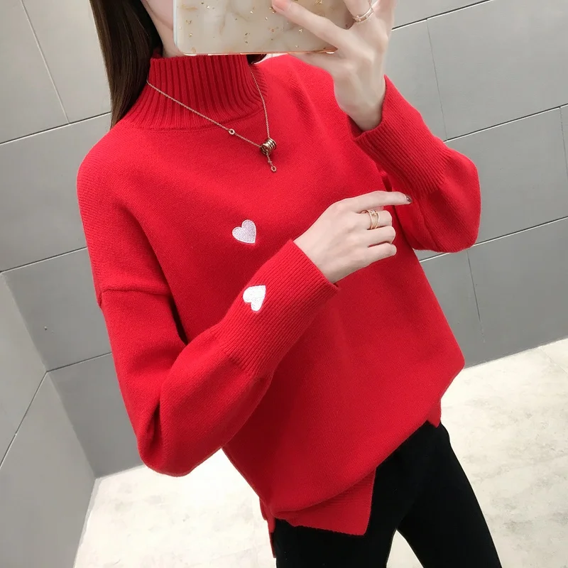 12679 (room 6 row 4 7)Actual photograph of the new half-high collar knitted sweater Pullover loving pattern 42 | Женская одежда
