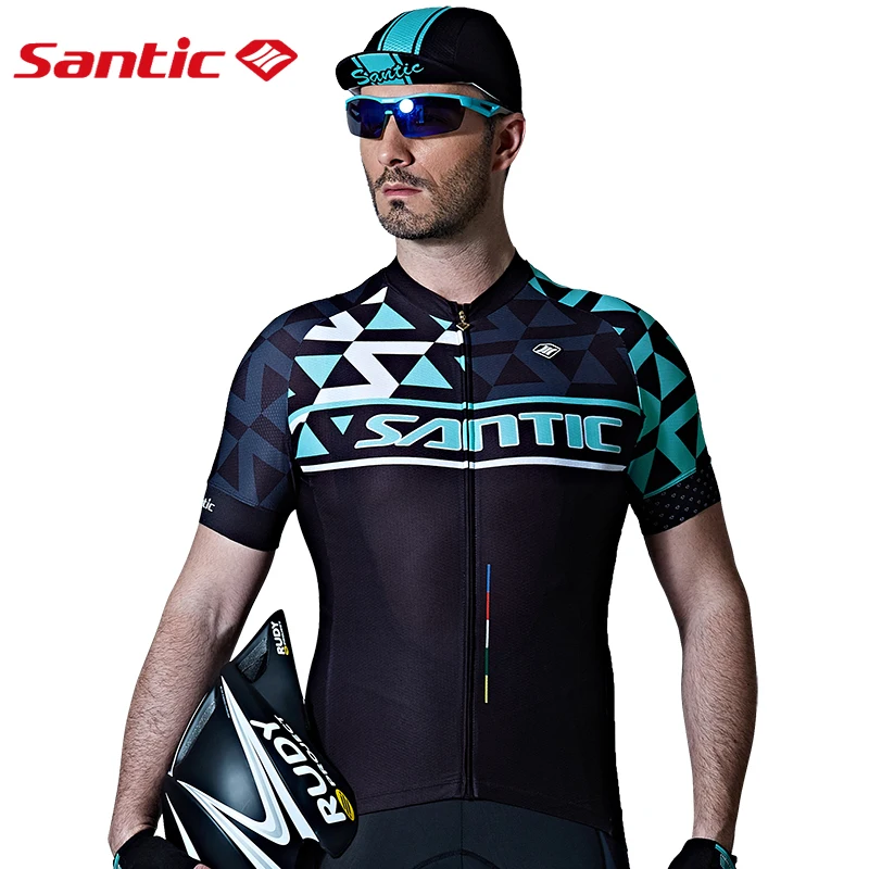 Santic Men Cycling Short Jersey Pro Fit SANTIC N-FEEL Antislip Sleeve Cuff Road Bike MTB Clothings C02119 | Спорт и развлечения