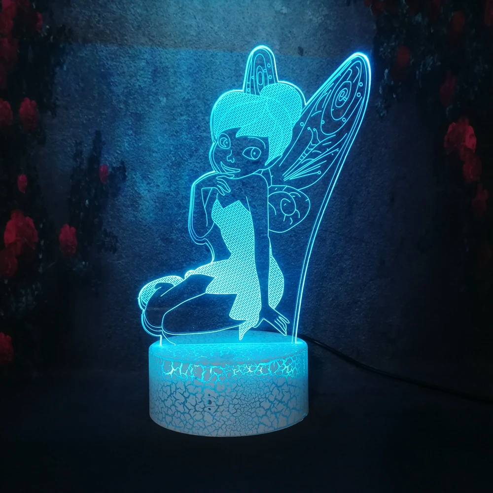 RGB зарядка энергосберегающая лампа 3D светодиодный Аниме Фигурка серии Динь-Динь