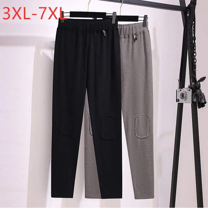 

Новые осенне-зимние женские брюки-карандаш, большие облегающие черные, серые эластичные длинные спортивные брюки 3XL, 4XL, 5XL, 6XL, 7XL
