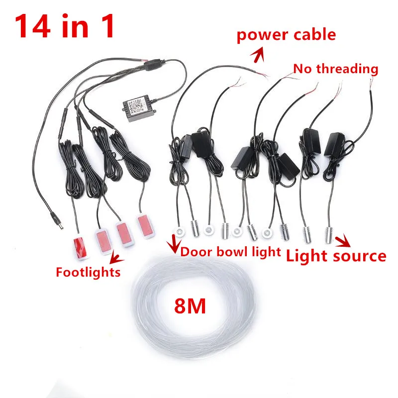 

Светодиодсветодиодный лента RGB для украшения салона автомобиля, декоративные лампы для создания атмосферы, 14 в 1, с управлением через прилож...