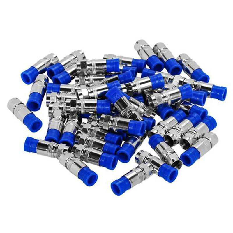 

50PCS RG6 Compression Connectors Coaxial Cable Waterproof Connection F Compression Connector RG6 Coaxial Compression Tool