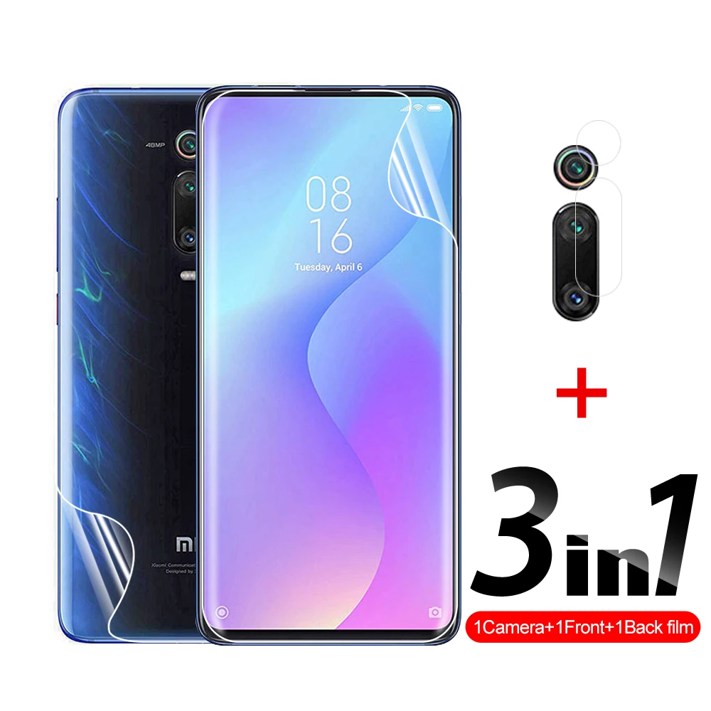 

3IN1 Front Back Lens Protective Hydrogel Film For Xiaomi Mi 9T 9Lite 9se 9Pro 9 6.39" Screen Protector Camera M1903F10G 9 T Glas