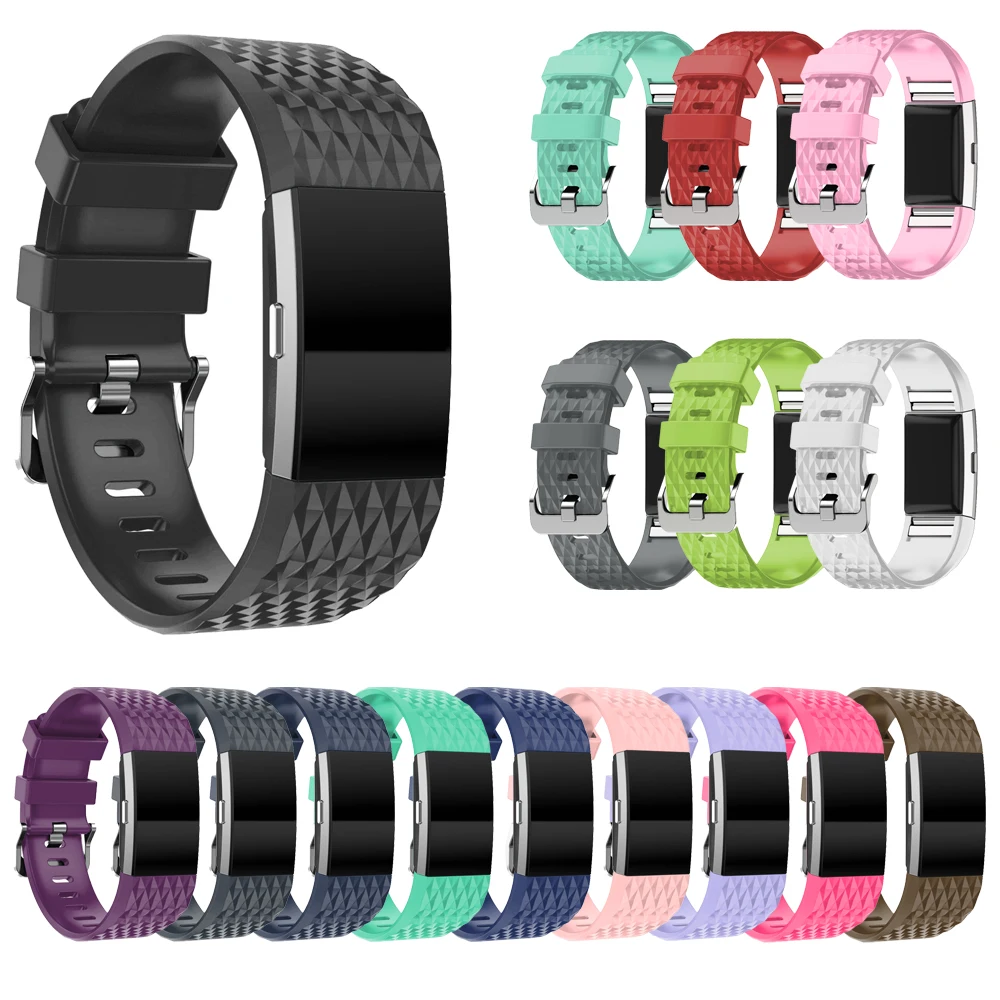 Для Fitbit Charge 2 ремешок 3D Алмазный Узор ТПУ Смарт часы Замена Ремешки для наручных