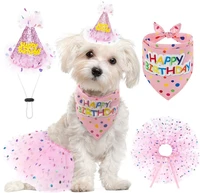 dog birthday bandana with hat and dress girl set puppy birthday party supplies cute pink tutu skirt outfit for small medium