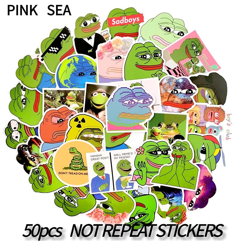 10/30/50 Pcs/set Cartoon Animal Sad Frog Funny Sticker Snowboard Luggage Car Fridge Car- Styling Laptop Stickers PVC Waterproof