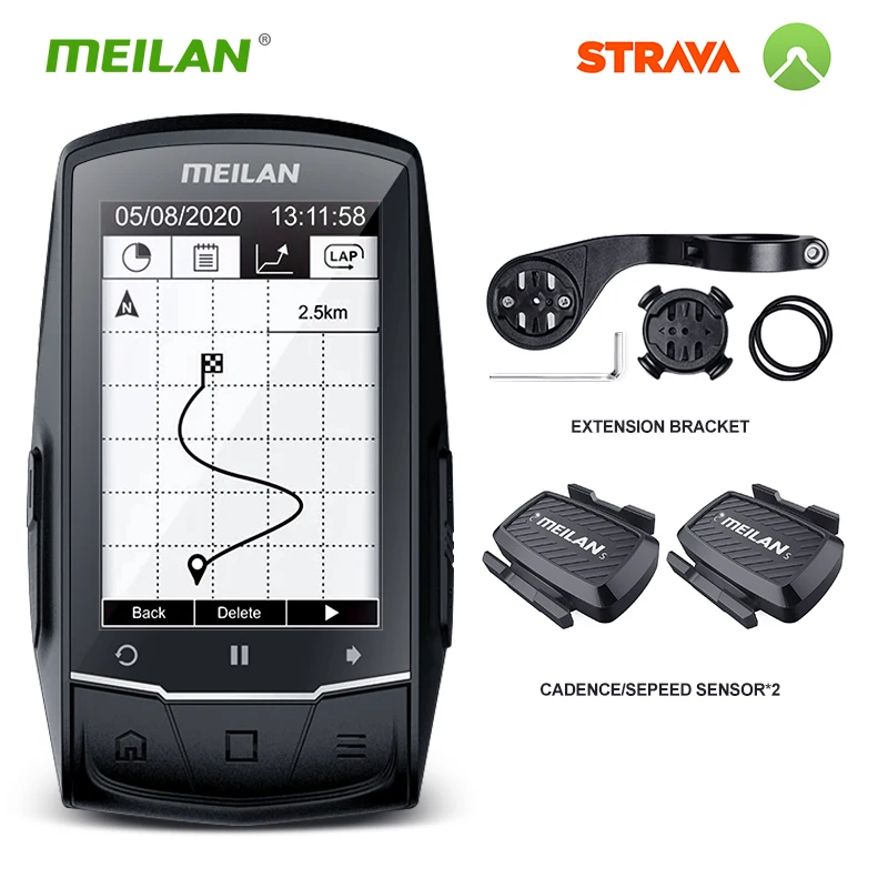 

Meilan M2 GPS Bicycle Computer Wireless Speedometer BLE4.0/ANT+ Bike Odometer Speed / Cadence Sensor Heart Rate Monitor Optional