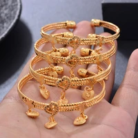 baby bangles 4pcslot gold color bangles for girlsbabykids heart bracelet bells tassel jewelry child christmas birthday gifts