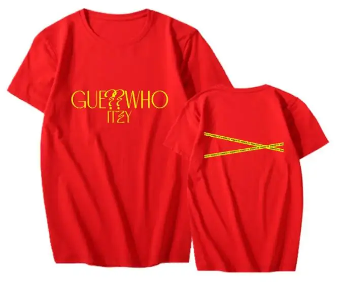 

Summer style kpop itzy album guess who same printing o neck t shirt unisex fashion short sleeve t-shirt 10 colors
