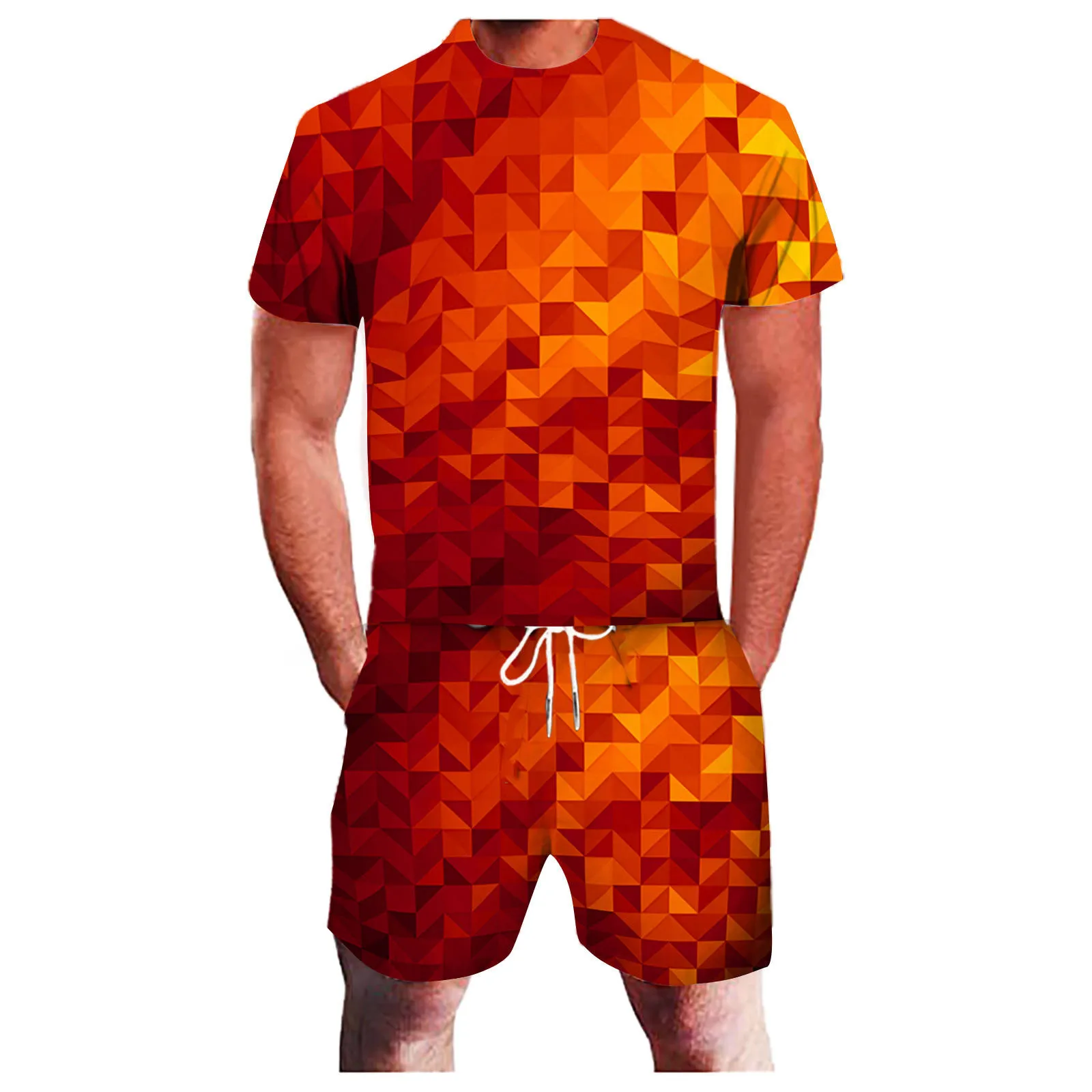 

Men's Sets Summer Leisure Sports 3d Abstract Plus Size Fitness Running Two-piece Suit Шорты Мужские Men Clothing Jogging Hombre