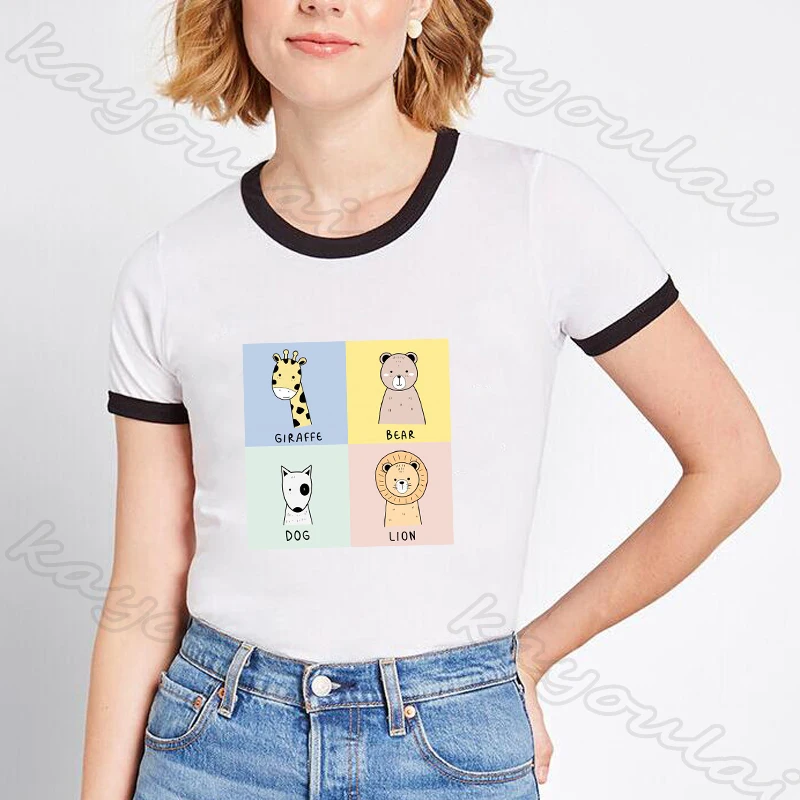 Милые животные жирафа медведя лев собака Бегемот пижама с принтом в виде