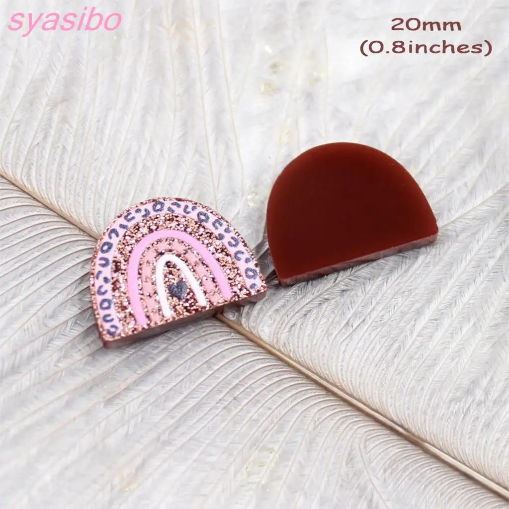 

(10pcs) AC1852 Acrylic RainbowFor Earrings Party DIY Glitter UV Riainbow Heart Jewelry Accessories