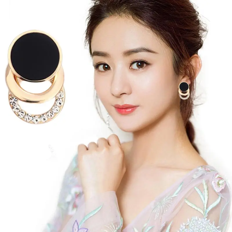 

Fashion Gold Stud Earrings for Women Statement Romantic Jewelry Big Geometric Circle Luxury Rhinestone Crystal Pearl Earring2021