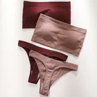 Летний комплект с бюстгальтером без бретелек, женское сексуальное бесшовное нижнее белье, модный короткий топ, костюм-бандо, топ с высокой талией, комплект нижнего белья, Пуш Ап