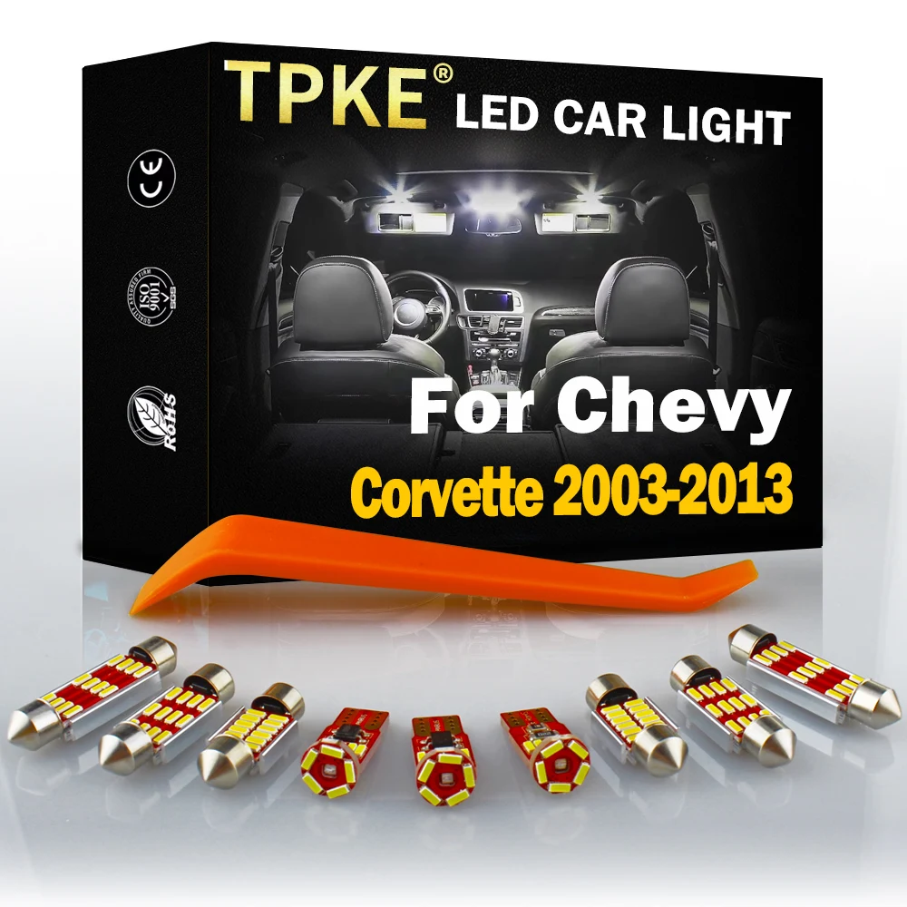 

TPKE для 2003-2012 2013 Chevy Corvette, белые автомобильные аксессуары, набор освесветильник для чтения карты, купольная лампа для номерного знака