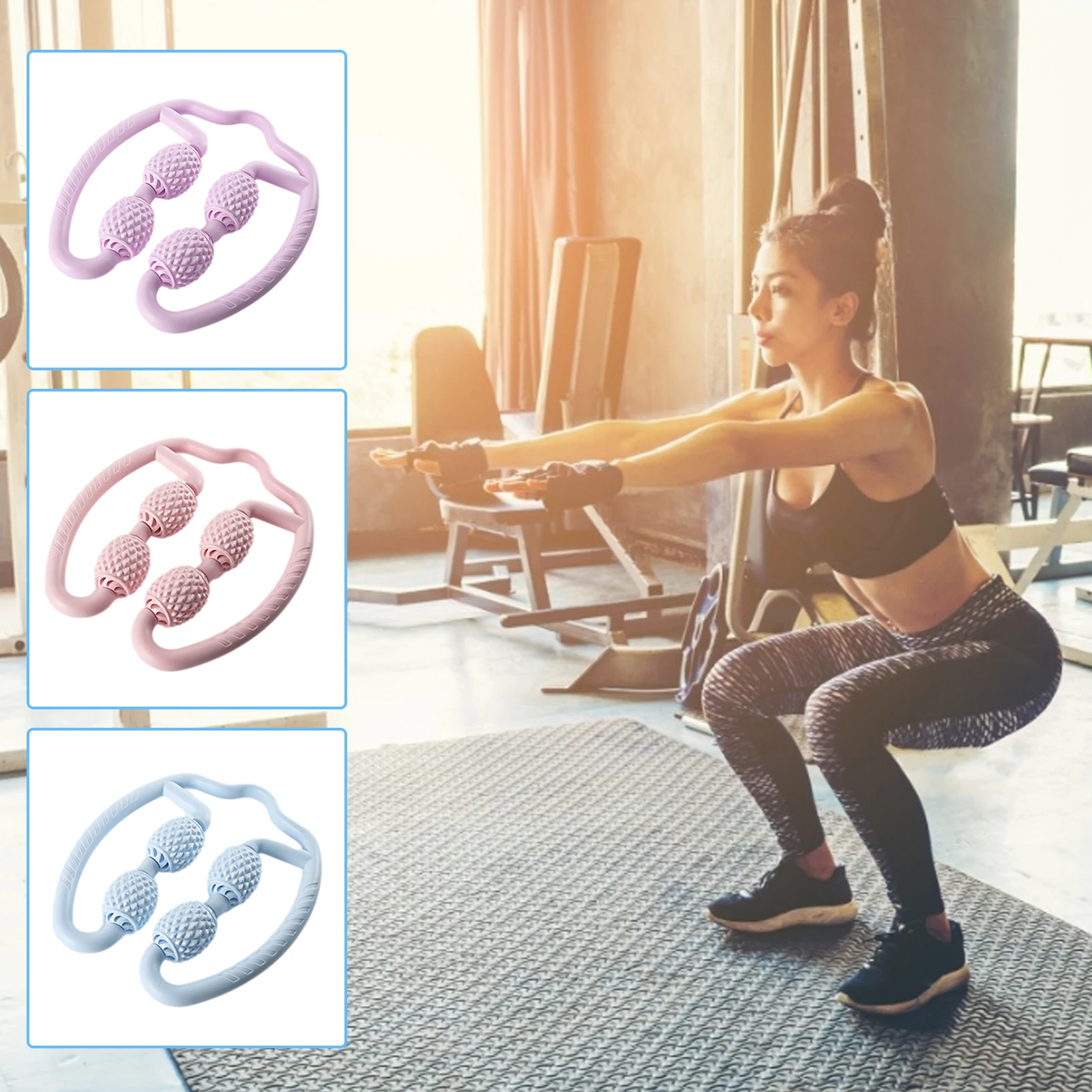 

Muscle Roller Massage Foam Roller Trigger Point Deep Massage Ring Clamp Yoga Body Shaping 4 Wheels Fitness Device for Sports
