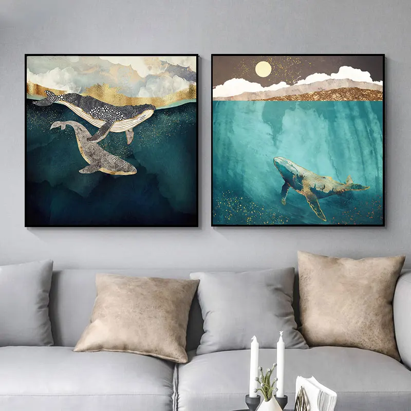 Скандинавские золотые картины Золотая фольга холст живопись настенное