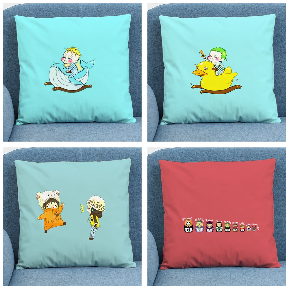 

Cartoon Cute Big Head One pieceSoft Short Plush Cushion Cover Pillow Case for Home Sofa Car Decor Pillowcase Character 45X45cm