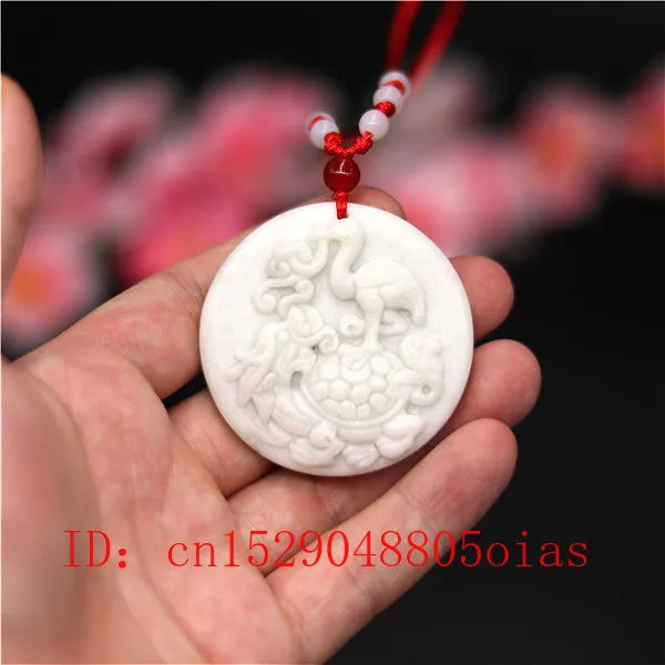 Ожерелье из натурального белого фарфора с кулоном в виде дракона и черепахи