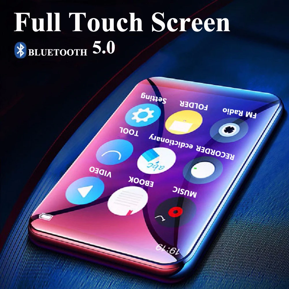 

New Bluetooth 5.0 MP3 Player with Speaker 2.5 inch Full Touch Screen 16GB E-book FM Radio HiFi Bluetooth Lossless Music Video