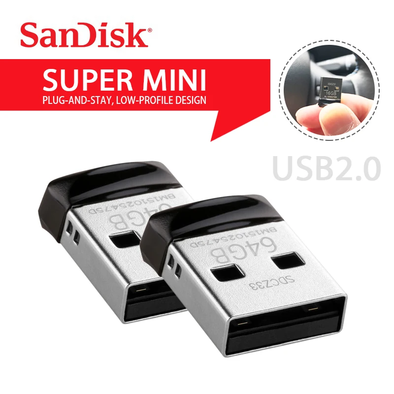 SanDisk CZ33 мини металлический usb флеш-накопитель 4 ГБ 8 ГБ 16 ГБ флеш-накопитель 32 Гб 64 ГБ usb 2,0 флеш-накопитель Флешка