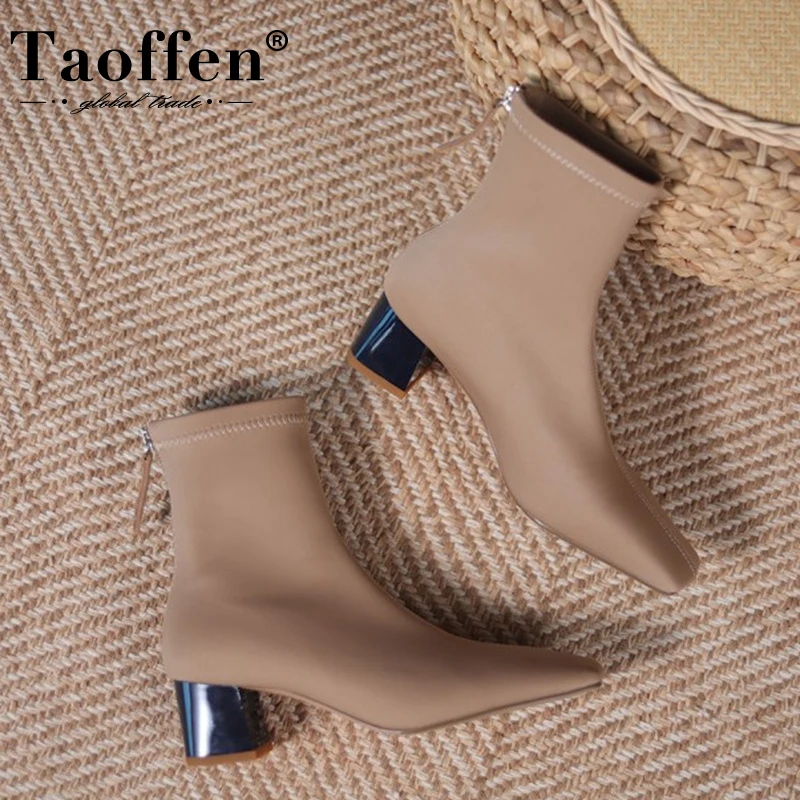 

Женские уличные полусапожки Taoffen, зимние полусапожки размеров 34-39 на толстом каблуке, 2022