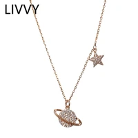livvy fashion creativity zircon stars planet universe pendant necklace women trend party jewelry gifts