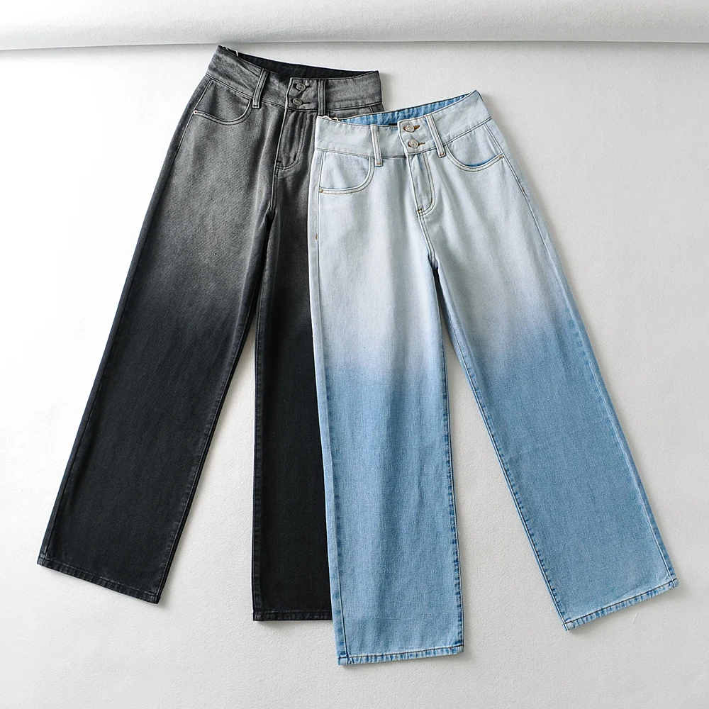 

BRADELY MICHELLE 2021 Summer NEW Arrival Women Gradient Color Fashion Denim Jeans Trousers For Ladies