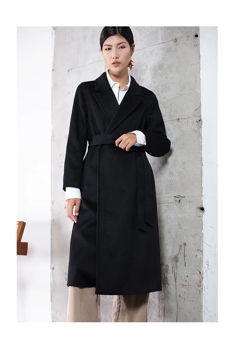 Женское двухстороннее шерстяное пальто осенне-зимнее удлиненное Удлиненное