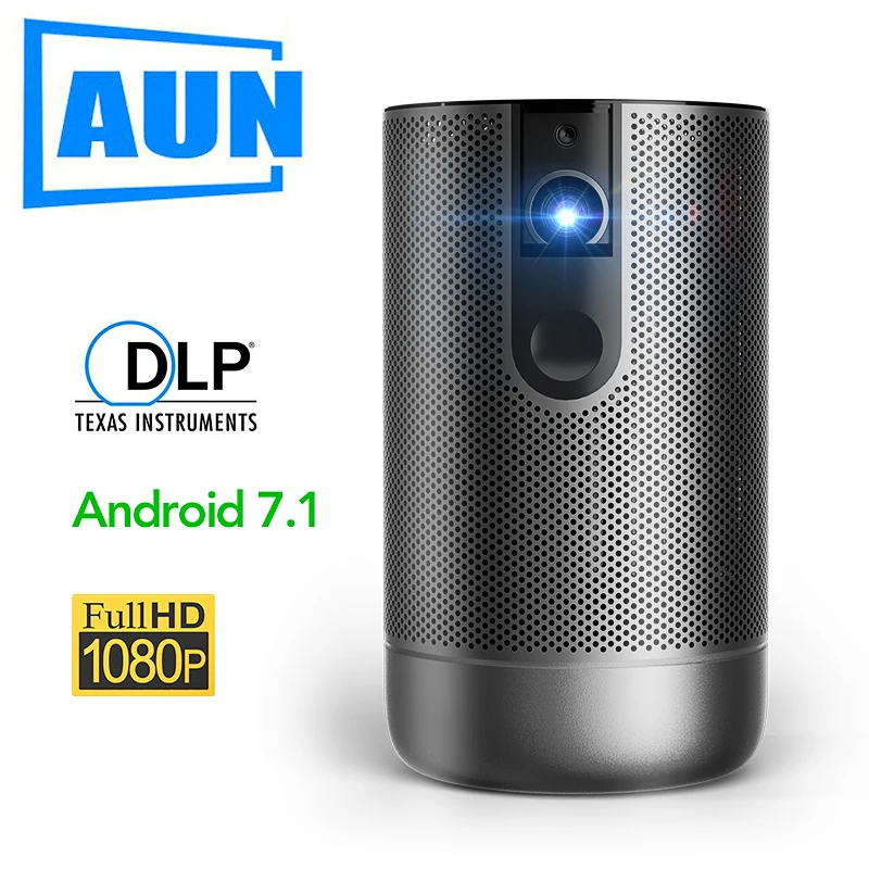 Full HD проектор AUN D9 Android(2 ГБ + 16 Гб) Wi-Fi аккумулятор лазерный 3D/4K DLP мини-проектор