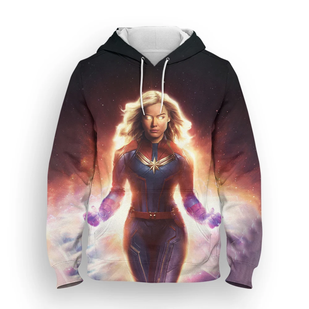 Толстовка Мужская/Женская с 3D-принтом Капитан Marvel Повседневная стильная крутая
